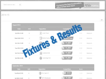 CUFC Fixtures and Results